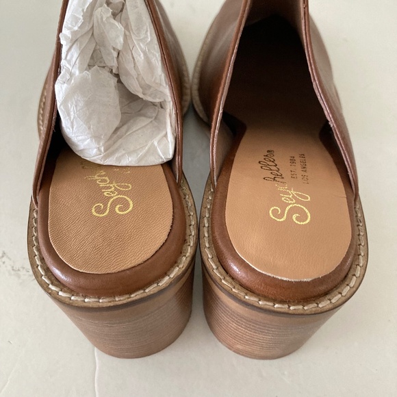 NWOT Anthropologie Seychelles Spur Of The Moment Brown Leather Mules Sz 7.5/9.5 - Picture 4 of 6